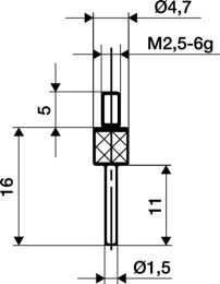 KÄFER Messeins.D.1,5mm L.30mm Stift M2,5 STA z.Messuhren