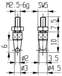 KÄFER Messeins.D.2mm horiz.Zyl.M2,5 STA z.Messuhren