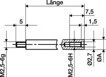 KÄFER Verlängerungsstück L.10mm Messbolzen-D.4mm z.Messuhren