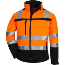 NITRAS MOTION TEX VIZ, Warnschutz-Softshelljacke, neonorange / schwarz, EN ISO 20471