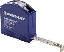 PROMAT Taschenrollbandmaß L.3m B.13mm mm/cm EG II Ku.Sichtfenster