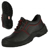 NITRAS BASIC STEP , S3 Sicherheitshalbschuhe, strapazierfähiges Vollleder, schwarz, widerstandsfähige PU-Laufsohle, schwarz, EN ISO 20345