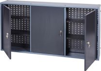 JeCo Werkzeugschrank H600xB1200xT200mm silber anth.3 Lochrückwände,3 Türen