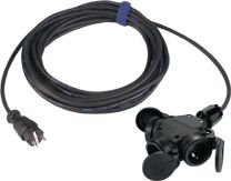 JeCo Schutzkontaktverlängerung 16 A 250 V 3-Wege-Kupplung 25m H07RN-F 3x1,5 mm²