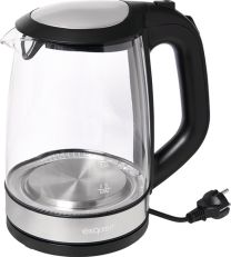 EXQUISIT Wasserkocher WK 3501 swg 2200 W schwarz ,2 l 1,1 kg Glas, Edelstahl LED blau