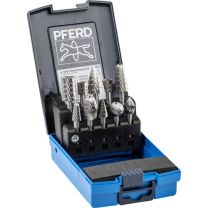 PFERD Frässtifteset 82 Schaft-D.6mm 10-tlg.HSS Verz.3 bruchfeste Ku.-Box