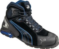 PUMA Sicherheitsstiefel Rio Black Mid Größe 46 schwarz/blau S3L FO SR DIN EN ISO 20345 Veloursleder