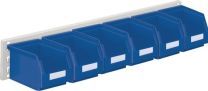 RASTERPLAN Sichtlagerkastenset H140xB920xT250mm Stahlblech/Polyethylen Ku.blau 6xGr.6