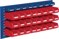 RASTERPLAN Sichtlagerkastenset H450xB1000xT250mm STA/PE blau+rot 24xGr.7 rot/8xGr.8blau