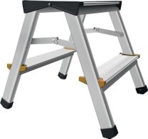 JeCo Klapptritt Stufen 2 Plattform-H.390mm Alu.m.Anti-Rutsch-Riffelung