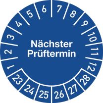 JeCo Mehrjahresprüfplakette D.20mm Nächster Prüftermin 2023-2028 Folie