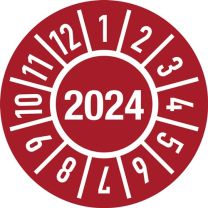 JeCo Einjahresprüfplakette Ø 30 mm Jahr 2024 mit Monaten Folie Beutel a 100 Stück