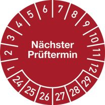 JeCo Mehrjahresprüfplakette Ø 20 mm Nächster Prüftermin 2024 - 2029 Folie Beutel a 100 Stück