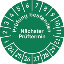 JeCo Mehrjahresprüfplakette Ø 30 mm Prüfung bestanden 24-29 Folie Beutel a 100 Stück