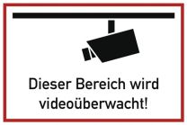 JeCo Hinweiszeichen Videoüberwacht L300xB200mm weiß schwarz Alu.