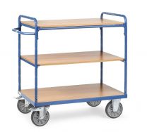 Fetra Etagenwagen, 2 offene Wände, 3 Ladeflächen LxB 850x500 mm, Außenmaße 1019x509x1111 mm, Traglast 500 kg, 8100