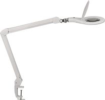 JeCo LED-Lupenleuchte Glaslinse 127mm (5 Zoll) Tischklemme weiß
