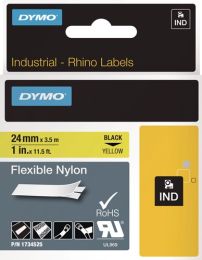DYMO Schriftband Band-B.24mm Band-L.3,5m flexibles Nylonband schwarz auf gelb