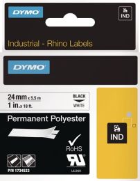 DYMO Schriftband Band-B.24mm Band-L.5,5m permanentes Polyester-Band schwarz auf weiß