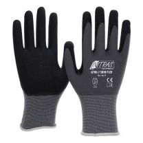 NITRAS SKIN FLEX, Strickhandschuhe, Spezial-Stretch-Strick, grau, Spezialbeschichtung, schwarz, EN 388 - Gr. 6-11 - 12 Paar