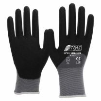 NITRAS SKIN FLEX V, Strickhandschuhe, Spezial-Stretch-Strick, grau, Spezialbeschichtung, schwarz, EN 388 - Gr. 7-11 - 12 Paar