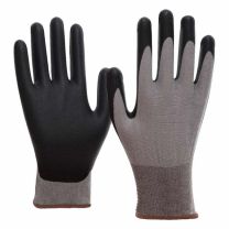 NITRAS SKIN CLEAN, Strickhandschuhe, Spezial-Stretch-Strick, grau, PPU-Beschichtung, schwarz, EN 388, STANDARD 100 by OEKO-TEX® - Gr. 6-11 - 12 Paar