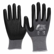 NITRAS FLEXIBLE FIT+, Strickhandschuhe, Spezial-Stretch-Strick, grau, Spezialbeschichtung mit Nitrilnoppen, schwarz, EN 388 - Gr. 6-11 - 12 Paar