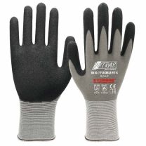 NITRAS FLEXIBLE FIT K, Strickhandschuhe, KYORENE®-Spezialgarn, grau, Nitrilschaum-Beschichtung, schwarz, EN 388, STANDARD 100 by OEKO-TEX® - Gr. 6-11 - 12 Paar