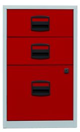 BISLEY Schubladenschrank PFA | Home Filer BxTxH 413x400x672 mm, Korpus lichtgrau, Fronten kardinalrot, PFA3506