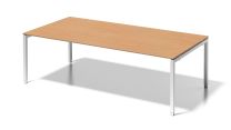BISLEY Cito Chefarbeitsplatz/Konferenztisch BxTxH 2400x1200x650-850 mm, Dekor buche, Gestell verkehrsweiß, DUH2412BC396