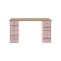 BISLEY MultiDesk BxTxH 1400x600x740 mm, natürliche Eiche/pastellpink, MD1468018620