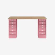 BISLEY MultiDesk BxTxH 1400x600x740 mm, natürliche Eiche/pink, MD148018601