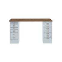 BISLEY MultiDesk BxTxH 1400x600x740 mm, nussbaum/lichtgrau, MD14810NW645
