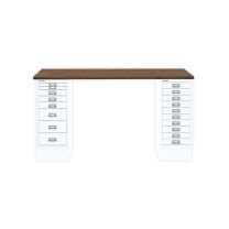 BISLEY MultiDesk BxTxH 1400x600x740 mm, nussbaum/verkehrsweiß, MD14810NW696
