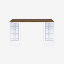 BISLEY MultiDesk BxTxH 1400x600x740 mm, nussbaum/verkehrsweiß, MD1410NW696