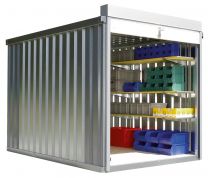 Rollladencontainer mit Holzfußboden, inkl. Dach, Innenhöhe 2000 mm, BxTxH 2170x3045x2335 mm