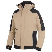 FHB Softshell-Jacke "Walter" beige-schwarz - Größen: XS - XXXL