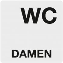 Hinweisschild, WC Damen, Alu selbstklebend, 60x60 mm, Farbe silber