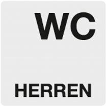 Hinweisschild, WC Herren, Alu selbstklebend, 60x60 mm, Farbe silber