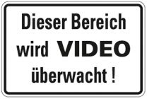 Hinweisschild, Dieser Bereich wird videoüberwacht, Alu, 300x200 mm