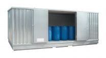Umweltcontainer, verz., vormont., isol., Vol. 2x1200 l, für wassergefährdende Flüssigkeiten, BxTxH 5075x4330x2605 mm, Umluftheizung