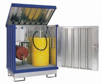 SafeMaster verzinkt, für VbF-Klasse AI, AII, AIII und B, für 4x200 l Fässer, Auffangvolumen 209 l, BxTxH 1420x1490x1610 mm