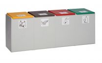 Kunststoffcontainer, Volumen 60 l, 4-fach, lichtgrau, ohne Deckel, BxTxH 1410x405x570 mm