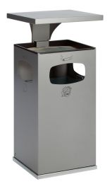Eckiger Kombi-Ascher, verz. Sieb, Dach, verz. Inneneimer, 38 l, RAL 5010, BxTxH 395x395x910 mm
