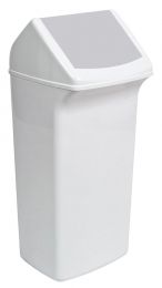 Abfallbehälter mit schwenkbarer Einwurfklappe im Deckel, Volumen 40 l, BxTxH 366x320 x747 mm, Farbe weiß/grau