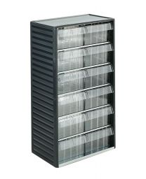 Kleinteilemagazin mit 30 Schubladen, Polypropylen (PP) RAL 7021 grau, BxTxH 310x180x290 mm