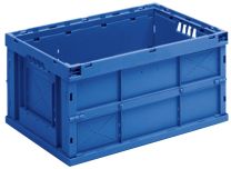 Falt-/Klappbox, PE, LxBxH auß/inn 600/556x400/356x320/315 mm, Vol. 63 l, Boden + Wände geschlossen, mit Etikettenhalter, Farbe blau