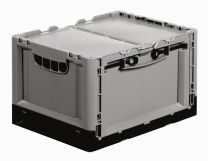 Falt-/Klappbox, PE, LxBxH auß/inn 400/364x300/264x240/220 mm, Vol. 21 l, Boden + Wände geschlossen, ohne Etikettenhalter, Farbe grau