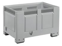 Palettenbox, HDPE, BxTxH 1200x800x760 mm, Volumen 535 l, Farbe grau, 4 Füße, Boden + Wände geschlossen