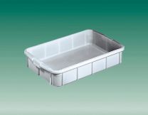Eckiger Behälter, PE, Muschelgriff, LxBxH außen/innen 660x450x410/600x400x400 mm, Volumen 96 l, Farbe weiß